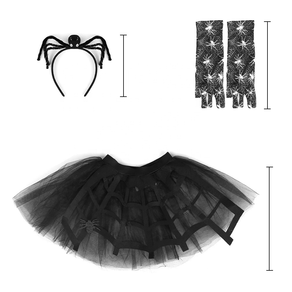 3pck Halloween Bat Costume Set Includes Wings Lace Eye Mask Bat Headband with Sheer Spider Web Lace Fingerless Gloves