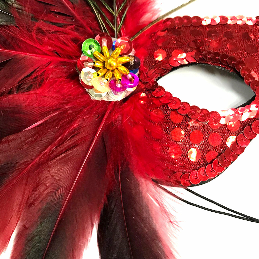 Masquerade Party Venetian Costume Artificial Peacock Feathers Confetti Half Face Mask