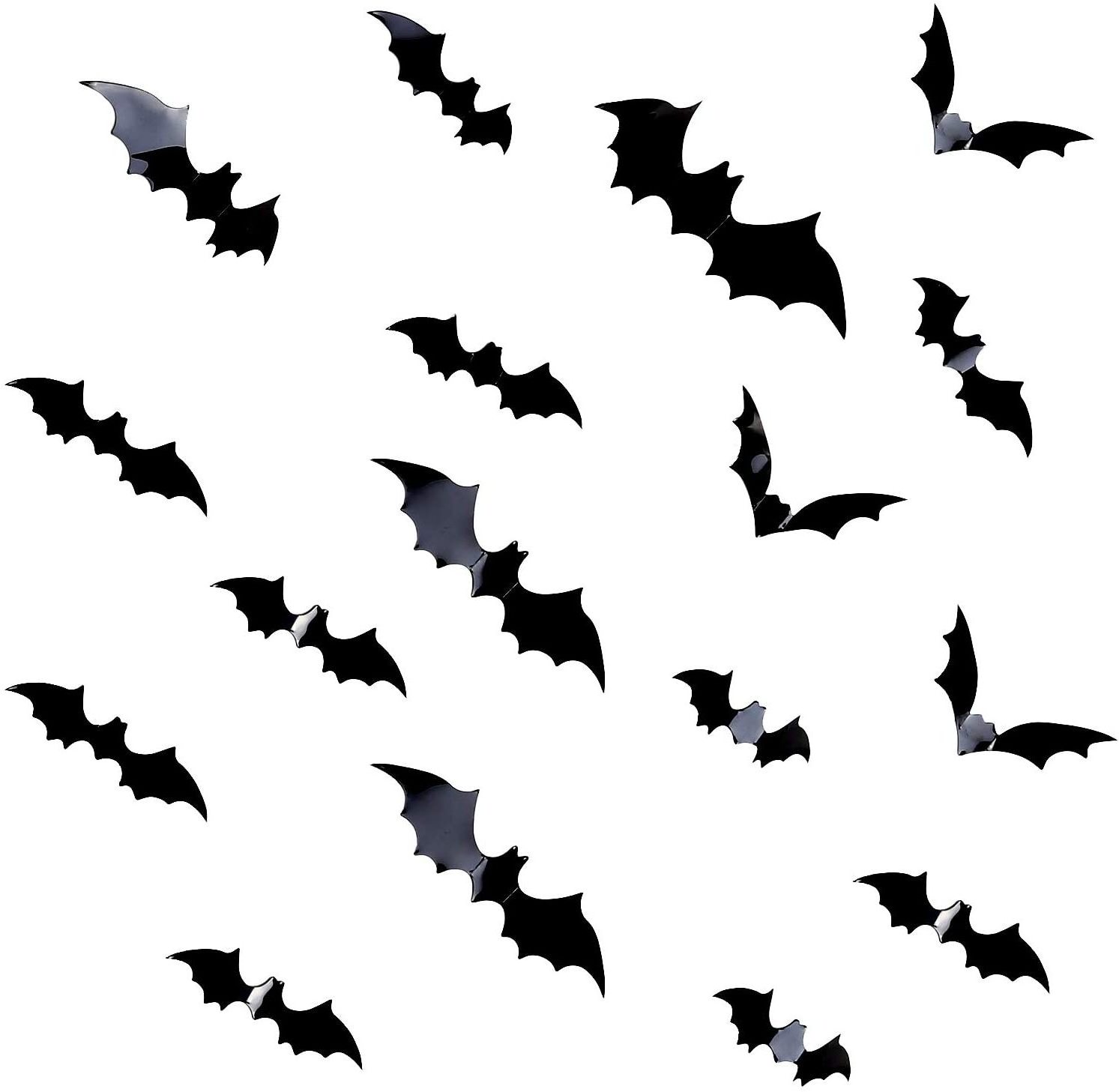 Pafu halloween party supplies 3D black bat stickers plastic pvc bat decals for halloween home wall window decorations