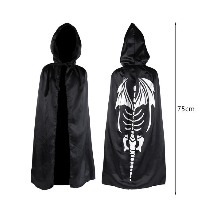 Pafu Halloween Party Costume Skeleton Cape black ghost costume for children&adult Halloween Cosplay Costume Hooded Cloak