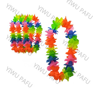 PAFU High Quality Hawaiian Party Favors Hawaiian Luau Flower Lei Necklaces