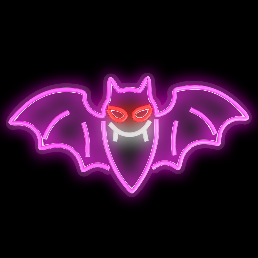 Pafu Halloween Wall Decor Halloween Yard Neon Light Sign Halloween Flying Bat LED Neon Light