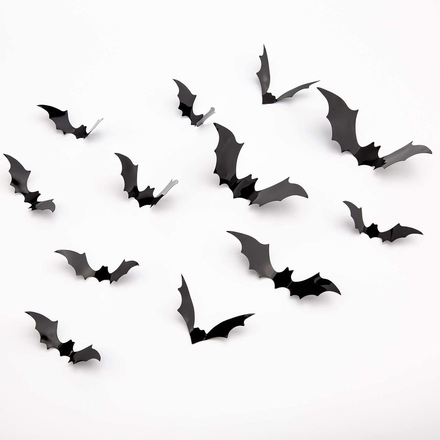 Pafu halloween party supplies 3D black bat stickers plastic pvc bat decals for halloween home wall window decorations