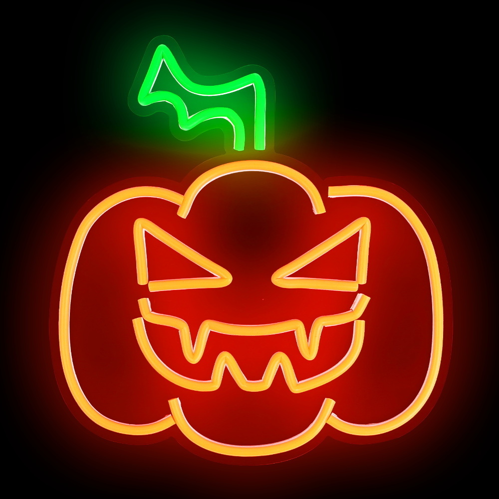 Pafu Halloween Wall Decor Halloween Yard Sign Halloween Pumpkin LED Neon Light