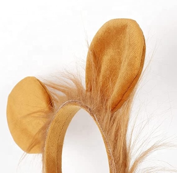 Pafu Lion Ears Plush Headband and Tail and Boot Sleeves Costume Kit Lion Brown Costume Dress-Up Cosplay Accessories for Kids