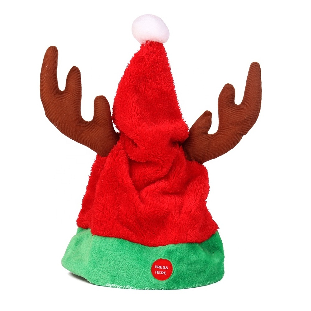 Electric Christmas Hats New Singing and Dancing Electric Santa Hat Plush Funny Swing Moving Santa Hat