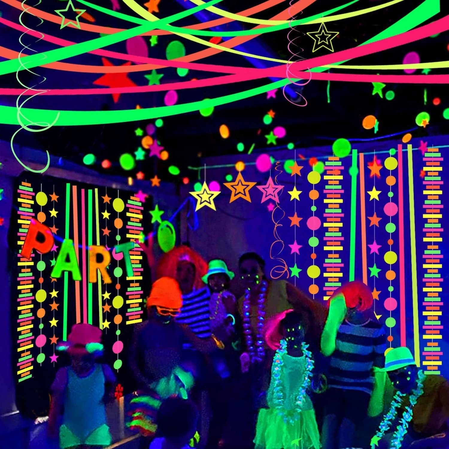 Luminous Neon Party Supplies Black light Party Decorations Glow Crepe Paper Fluorescent Neon Paper Streamers