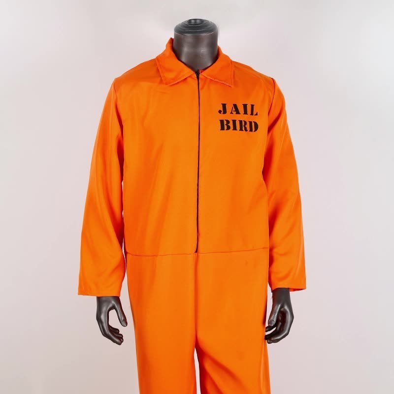 Pafu Halloween Cosplay Costume Decor Adult Jailbird Criminal Cosplay Costume Halloween Prisoner Overalls Costume