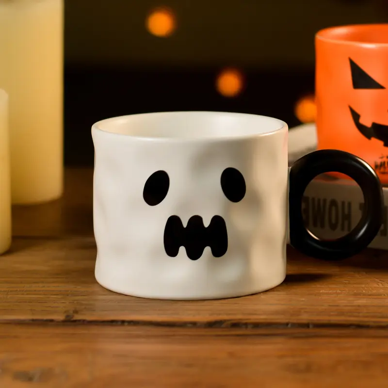 Pafu New Design 450ml Porcelain Personalized Coffee Mug Home Ceramic Cup Halloween Devil Skull Ceramic Cup