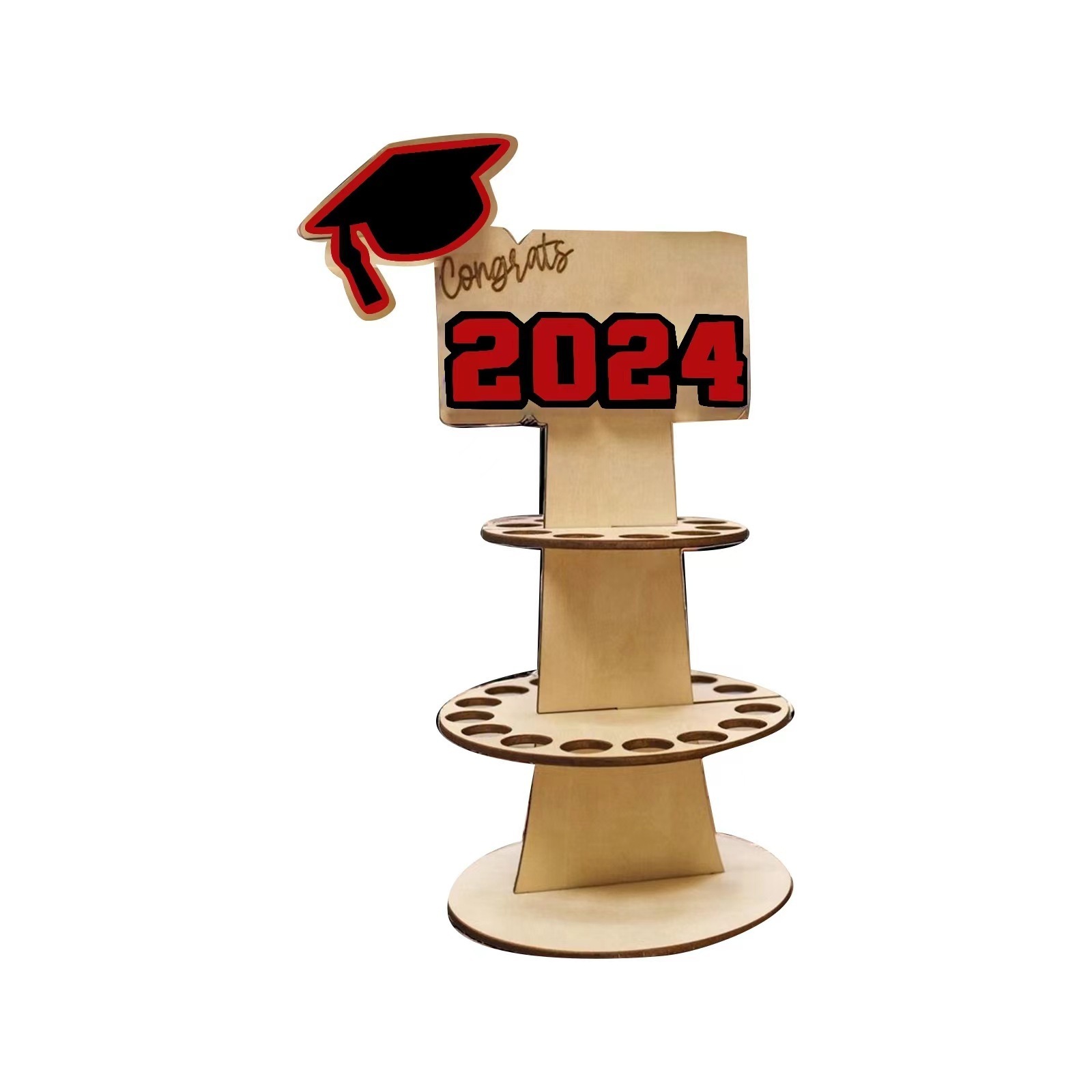 Graduation Decorations 2024 New Graduation Gift 2 Layer Wooden Money Holder Graduation Party Decoration New Product Home Decor