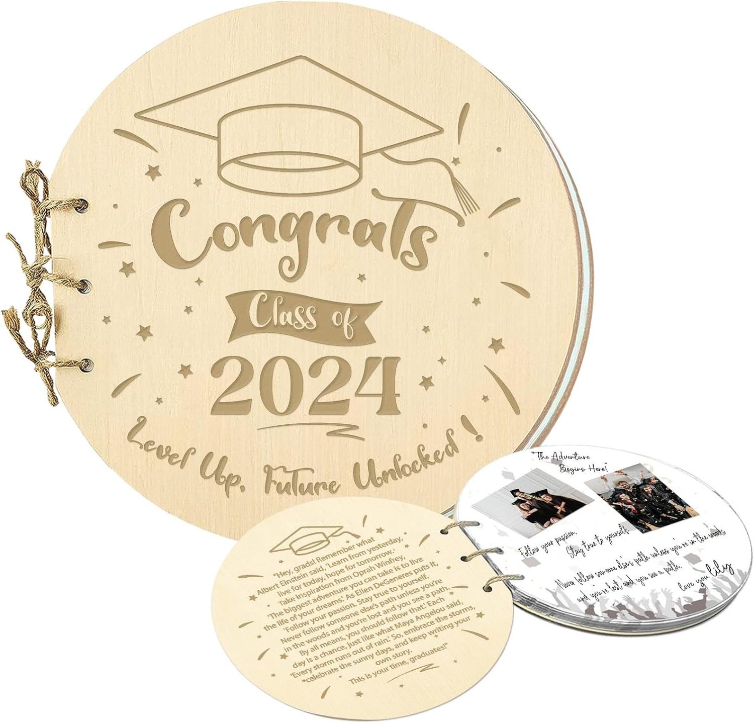 Pafu Graduation Guest Book 80 Pages Guest Book for Party Graduation 2024 Wooden Graduation Signature Guest Book