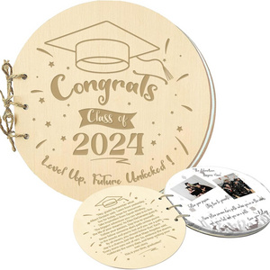 Pafu Graduation Guest Book 80 Pages Guest Book for Party Graduation 2024 Wooden Graduation Signature Guest Book