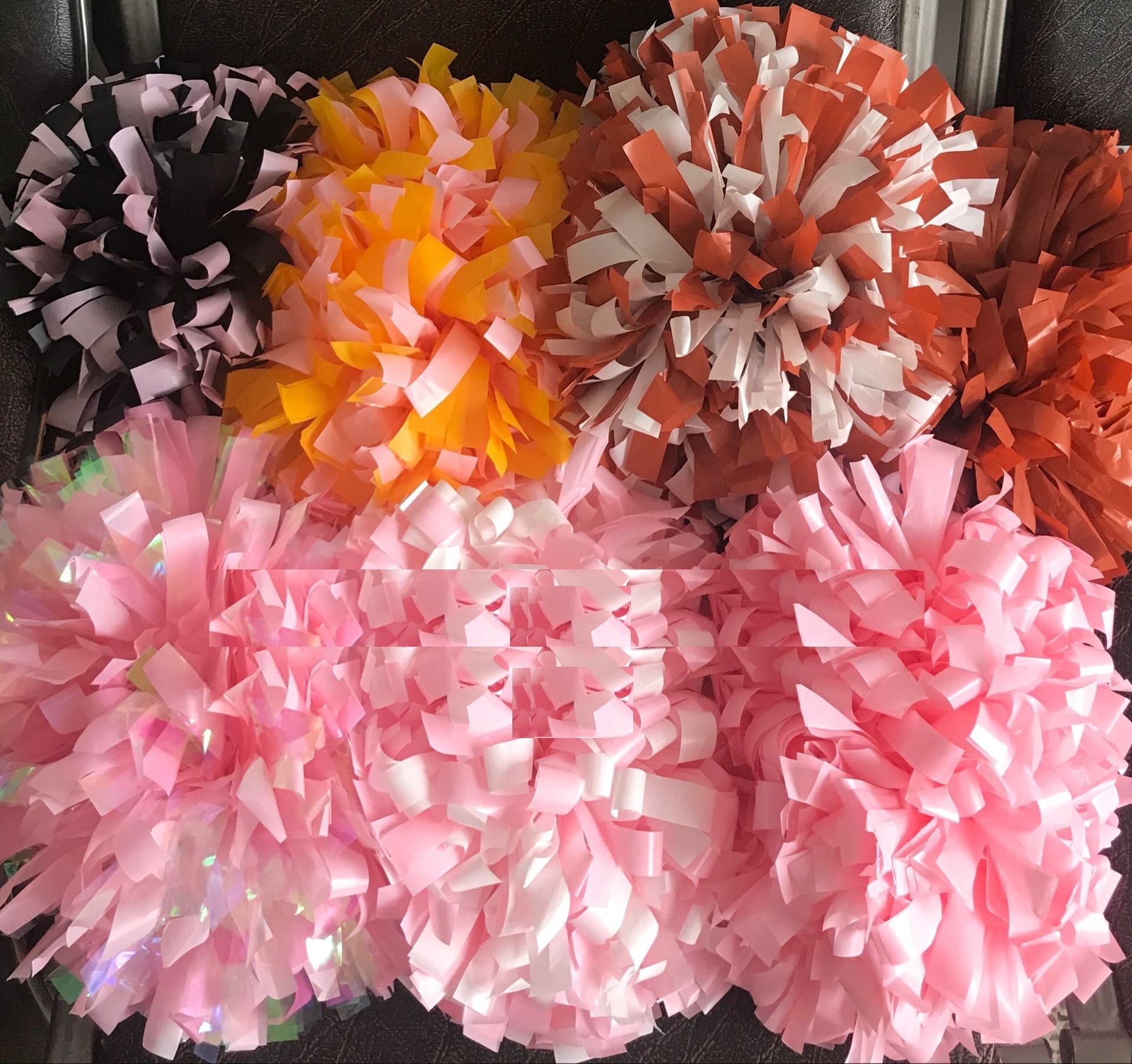 High quality wholesale colorful 6  inch  wet look plastic  pink cheerleading  pom poms for cheerleader