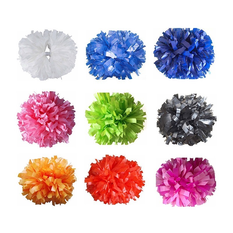 High quality wholesale colorful 6  inch  wet look plastic  pink cheerleading  pom poms for cheerleader