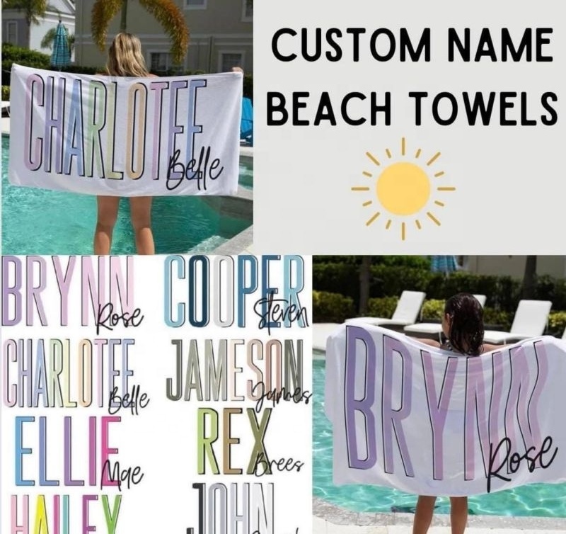 2024 Summer beach towel Personalized Kid Name Bath Towel microfiber beach towels with logo custom print