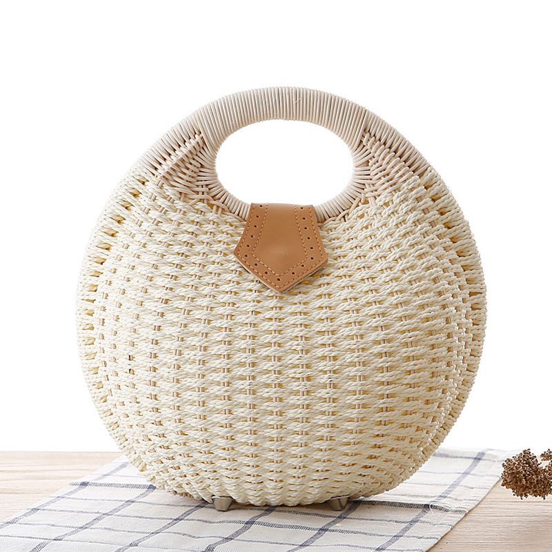 Panye New Wholesale Summer Natural Raffia Straw Bag Shell Shape Rattan Straw Beach Tote Hand Bag for Women