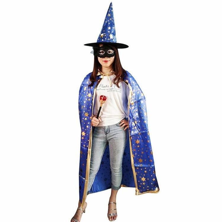 Halloween capes adult dance costumes Dimmed gold five-star capes set little witch capes