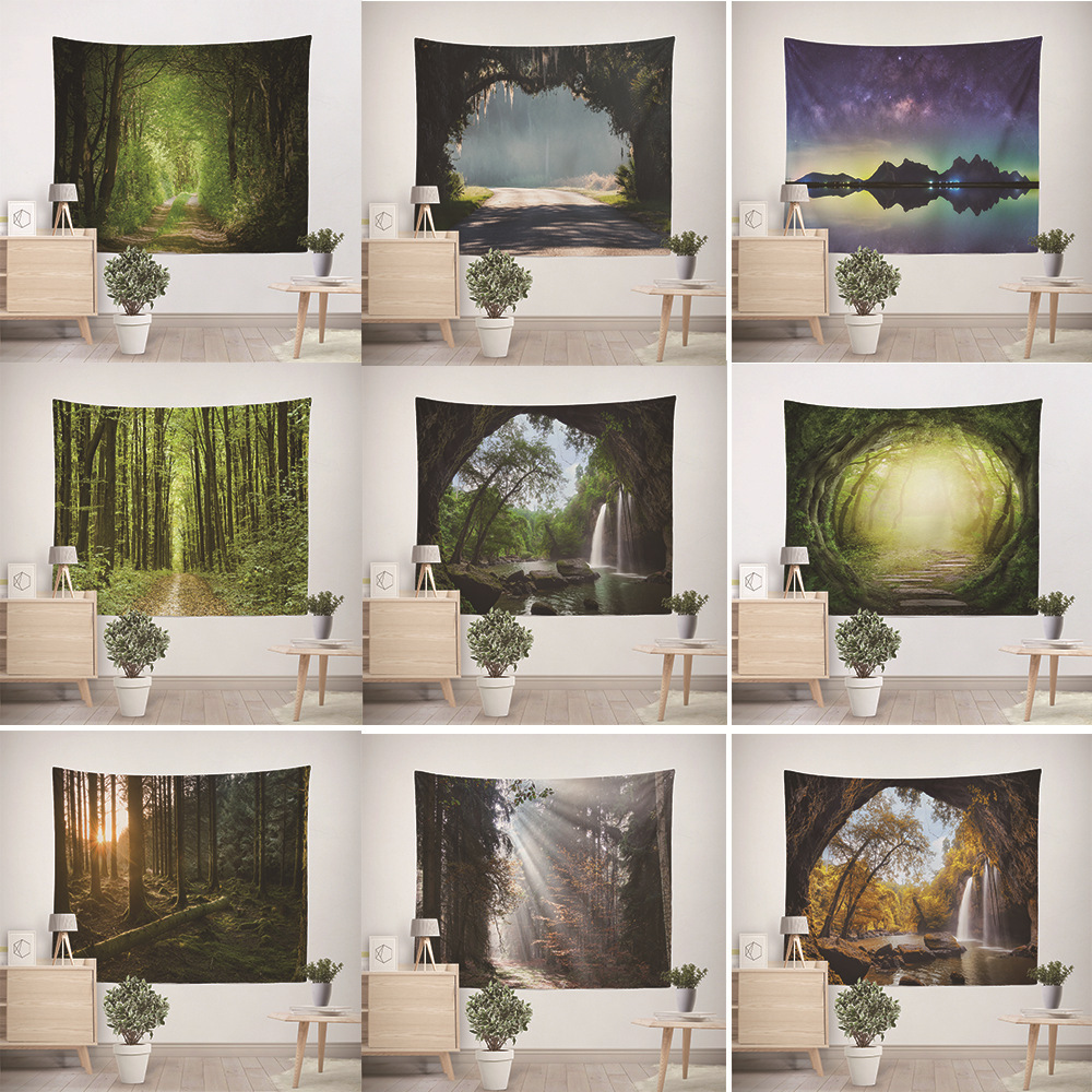 2021 new forest scenery style home tapestry wall decoration beach towel sitting carpet wall hanging tapestry home decoration