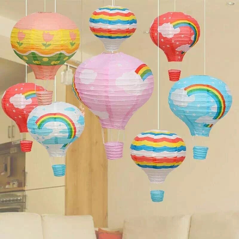 2022 new Paper Lantern Lights Creative Advertising Decorative Striped Hot-air Balloon Paper Lanterns Paper Lantern For Kid