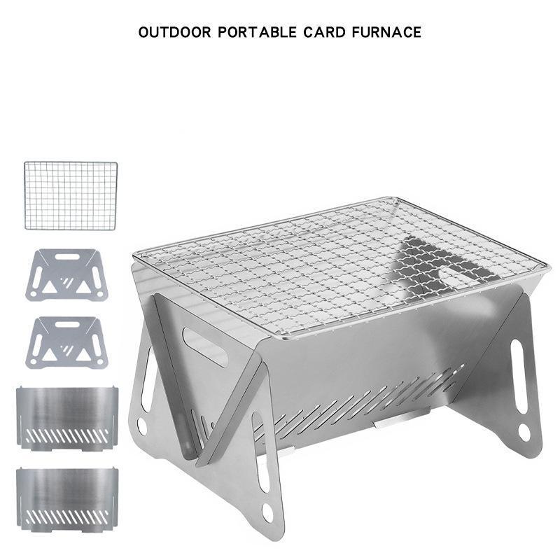 2023 Portable folding BBQ charcoal grill stainless steel barbecue stove for outdoor picnic camping winter warming