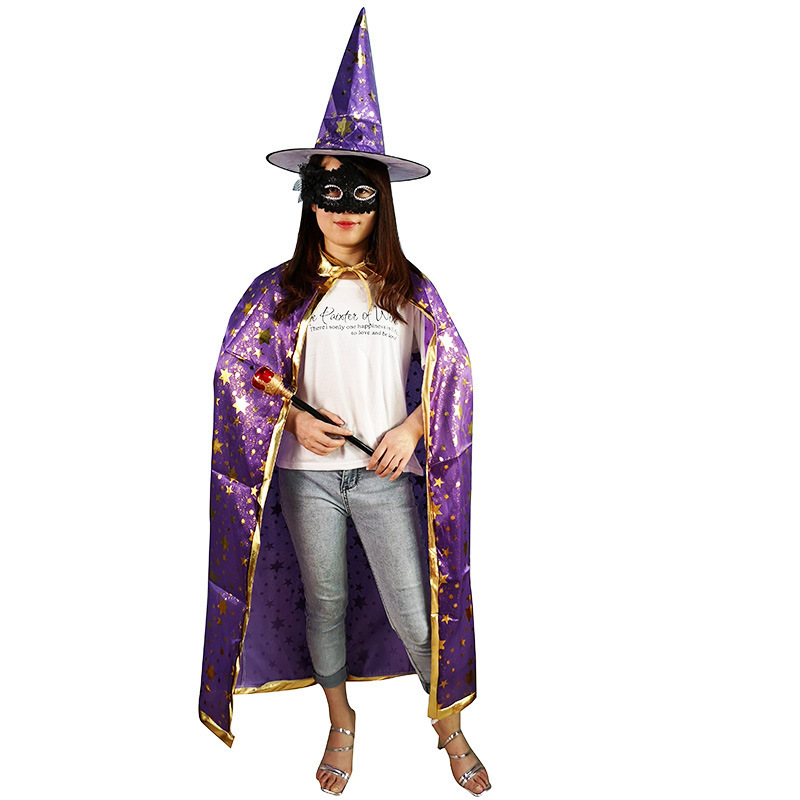 Halloween capes adult dance costumes Dimmed gold five-star capes set little witch capes