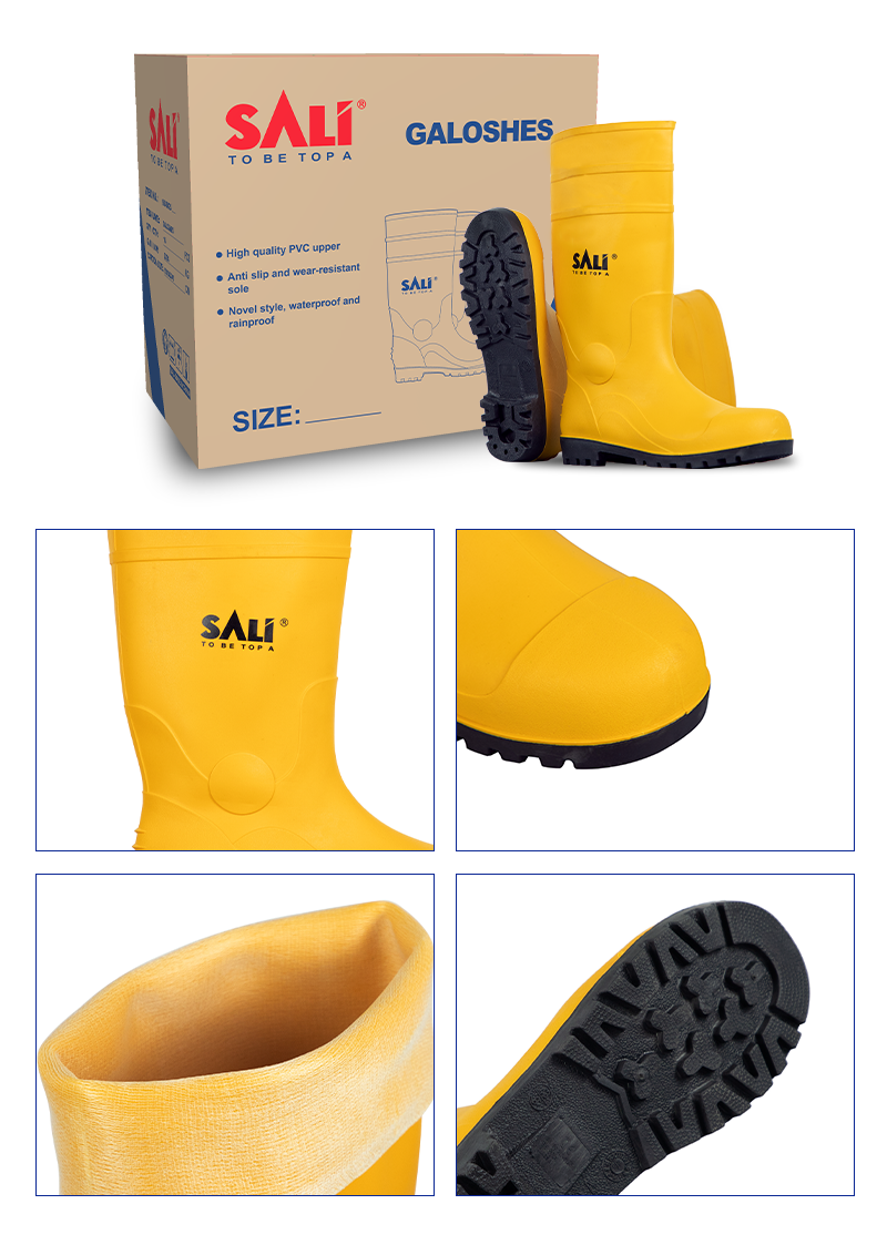 High Quality Construction Rainy Shoes Custom Design Waterproof Steel Toe midsole Safety PVC Rain Boots