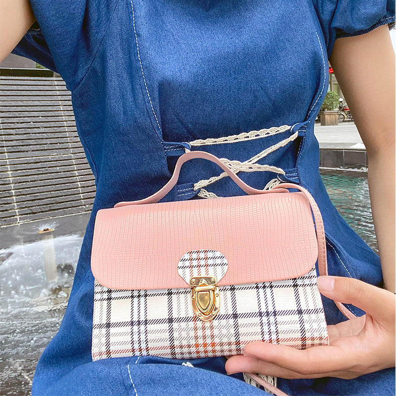 2023 Cheapest Pu Plaid Stripe Women Mini Bag Ladies Small Bag Girl Fashion Shoulder Cross Body Mobile Phone Mini Hand Bags