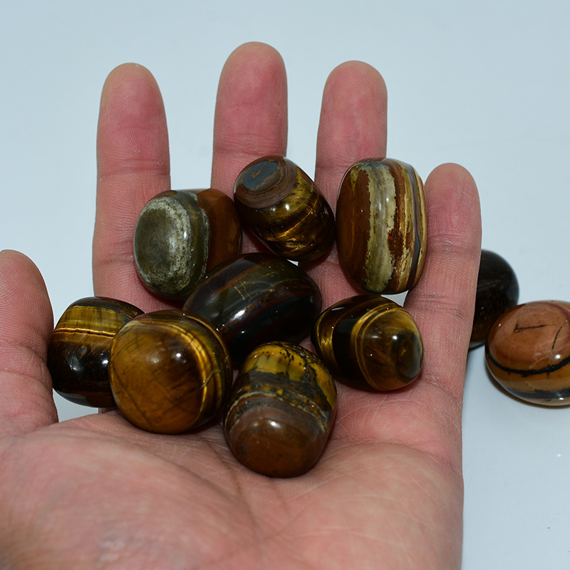 Wholesale Gemstone 15-20 / 20-30mm Natural Tiger Eye Tumbled Stones For Decoration