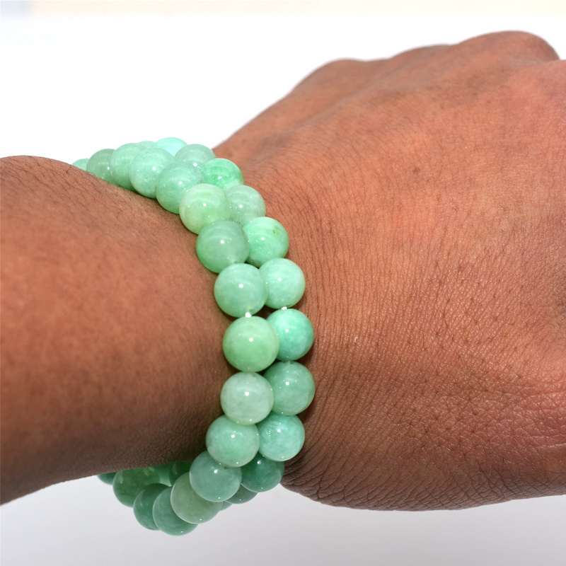 Trade Insurance High Grade 6/8/10MM Natural Burma Jade Bracelet