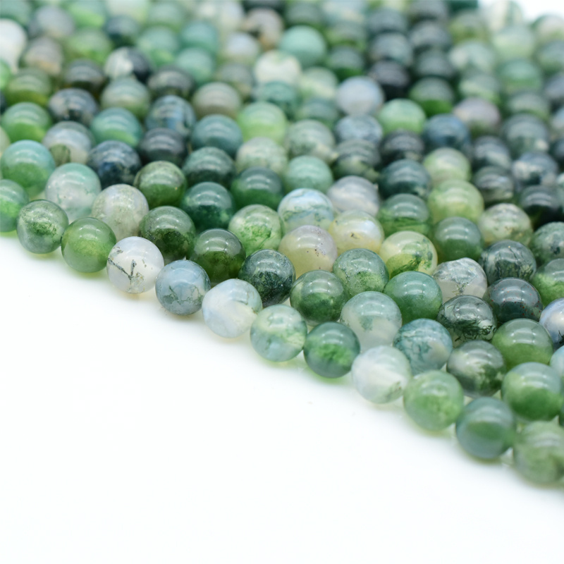 Factory Wholesale Price 4/6/8/10/12mm Natural Moss Agate Loose Beads