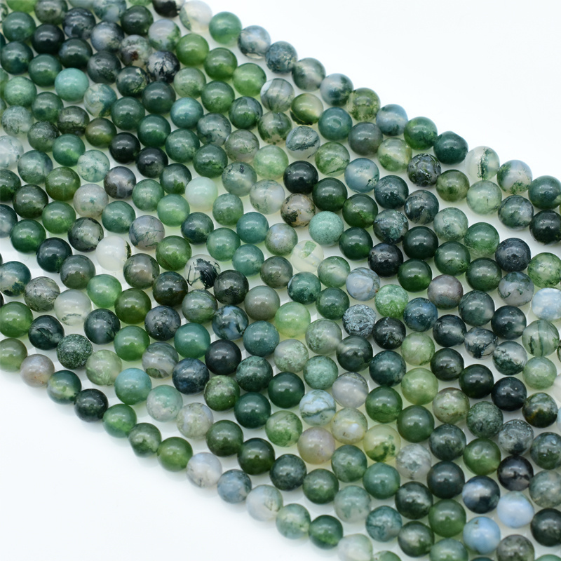 Factory Wholesale Price 4/6/8/10/12mm Natural Moss Agate Loose Beads