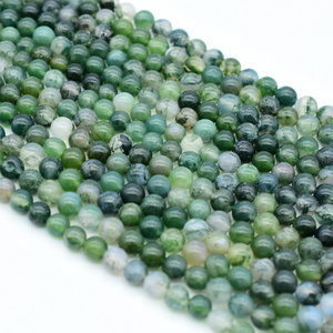 Factory Wholesale Price 4/6/8/10/12mm Natural Moss Agate Loose Beads