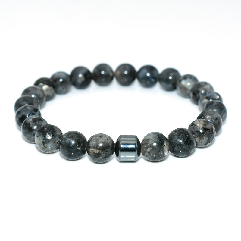 Best Selling Custom 8MM Magnet Charm Beads Stretch Natural Stone Lava Bead Bracelet For Couple