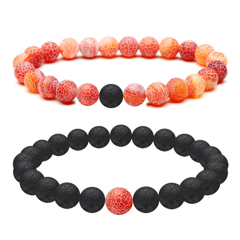 Multicolor Natural Stone Beads Bracelet Lava & Weathered Agate Bracelet Cheaper Price