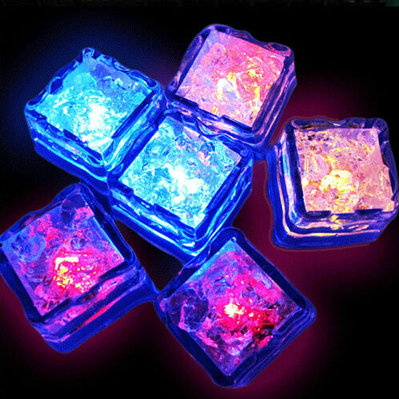 Wholesale Led Acrylic Ice Cubes Flashing Light UP Ice Cube Multi Color Waterproof  Ice Cube for Bar Club Drinking Party