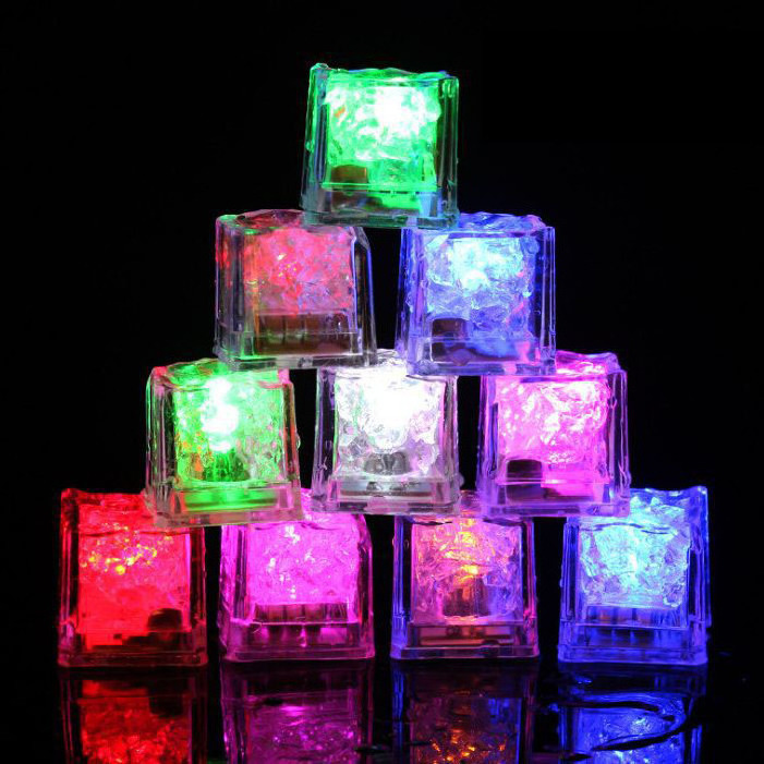 Wholesale Led Acrylic Ice Cubes Flashing Light UP Ice Cube Multi Color Waterproof  Ice Cube for Bar Club Drinking Party