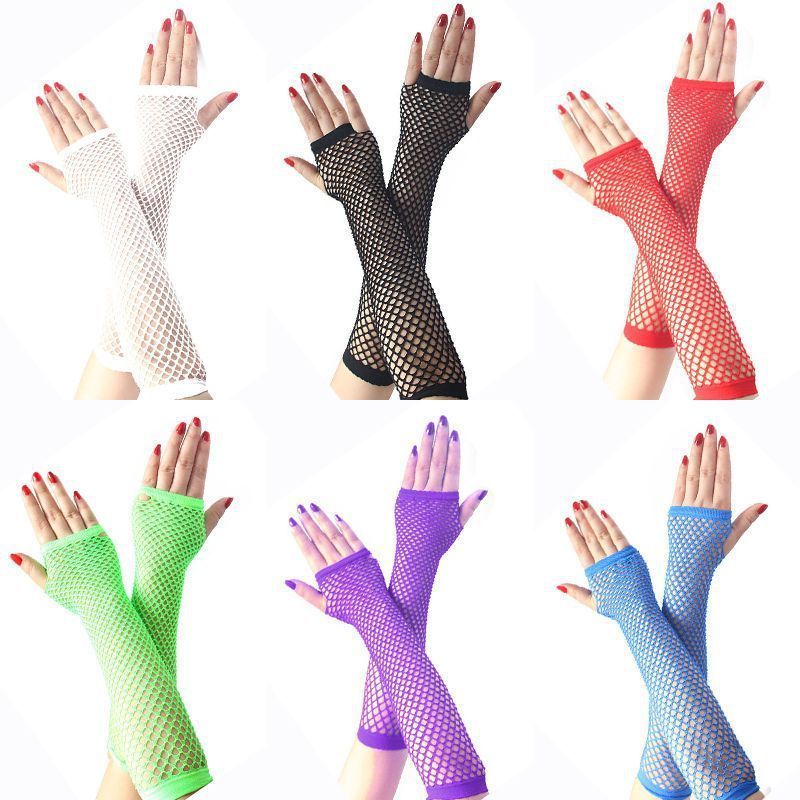 Wholesale Fashion 80's Long Fishnet Gloves Sexy Fingerless Gloves Retro Party Unisex Gloves Women Girl Lady 1 Pair/opp Bag