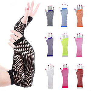 Wholesale Fashion 80's Long Fishnet Gloves Sexy Fingerless Gloves Retro Party Unisex Gloves Women Girl Lady 1 Pair/opp Bag