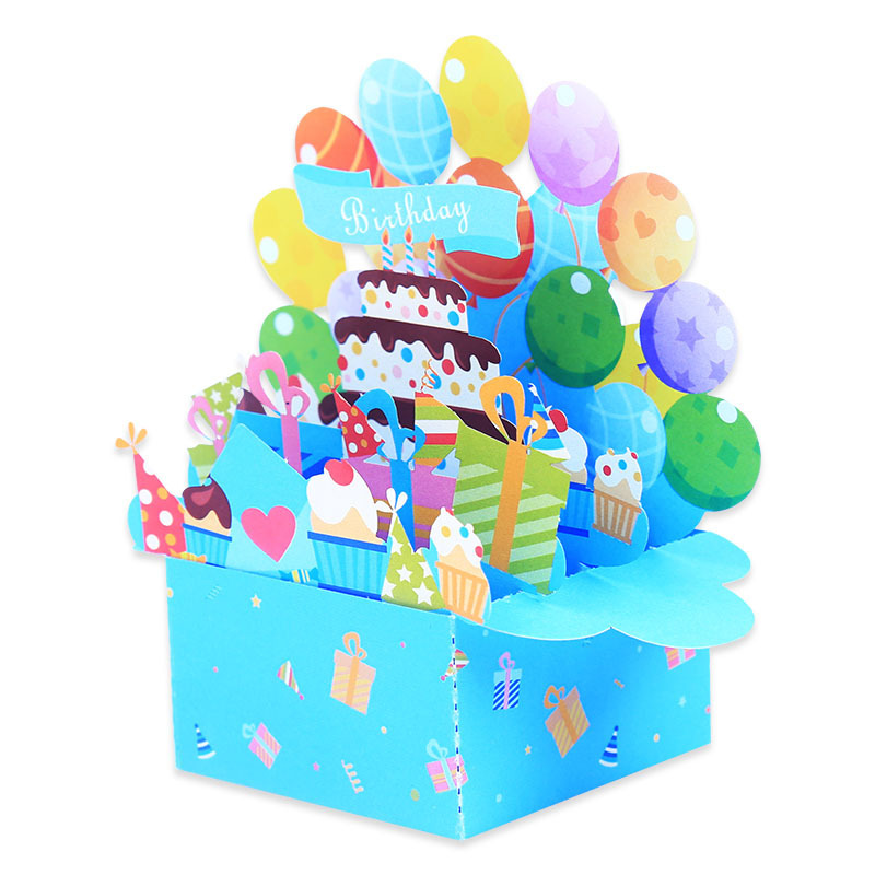 Custom funny pop up surprise gift box happy birthday 3d invitation greeting card