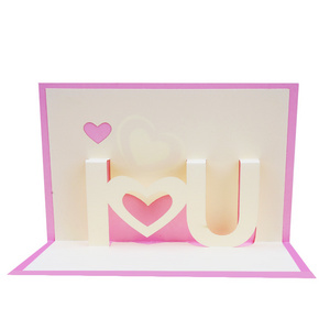 Handmade Unique  Wedding Invitation Gift Card I Lover You Couple  3D Pop Up Romantic Greeting Cards for Valentine's Day Gift