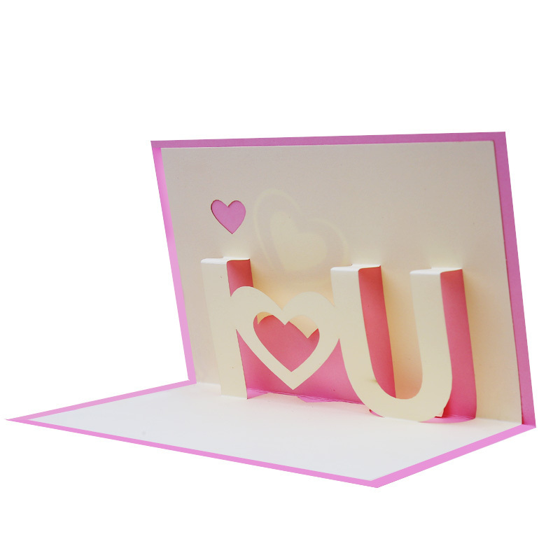 Handmade Unique  Wedding Invitation Gift Card I Lover You Couple  3D Pop Up Romantic Greeting Cards for Valentine's Day Gift