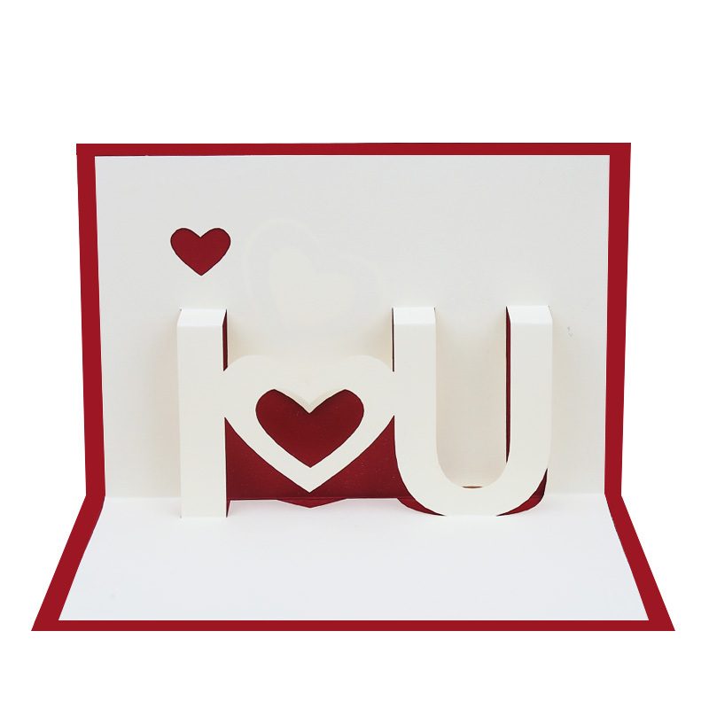 Handmade Unique  Wedding Invitation Gift Card I Lover You Couple  3D Pop Up Romantic Greeting Cards for Valentine's Day Gift