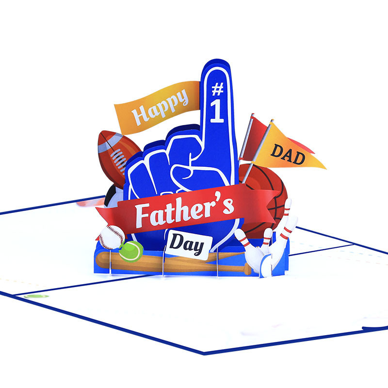 Father's Day  No.1 Pop Up Card High Quality Thank You Get Well Soon Good Luck Handmade Laser Cutting 3D Pop Up Card