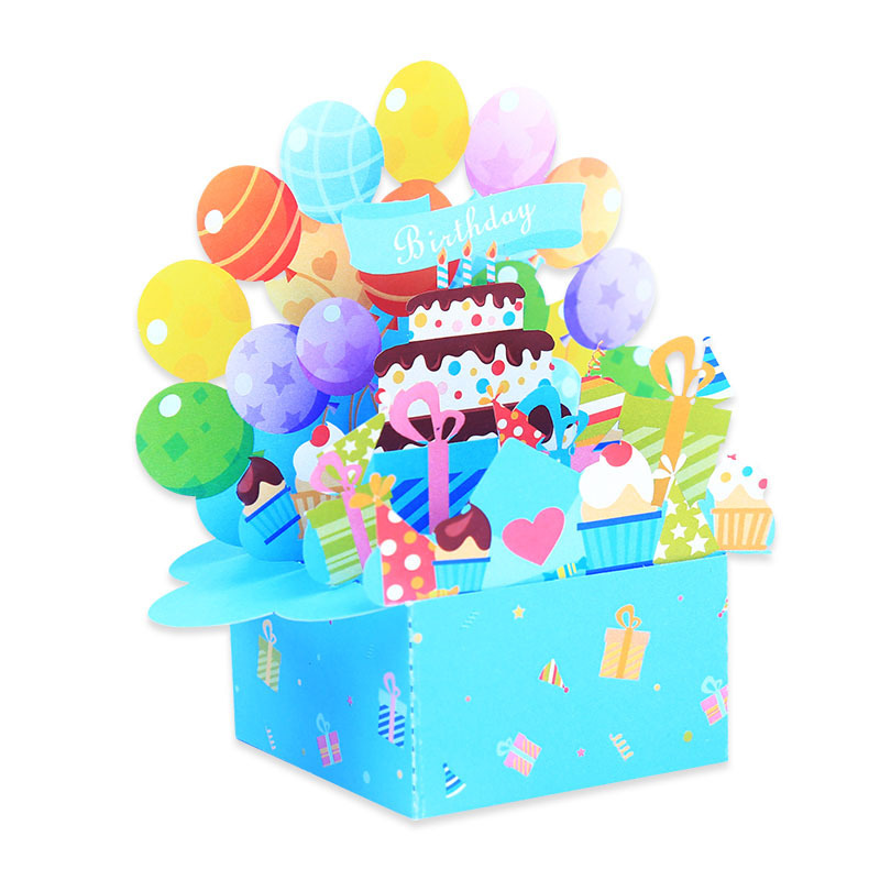 Custom funny pop up surprise gift box happy birthday 3d invitation greeting card