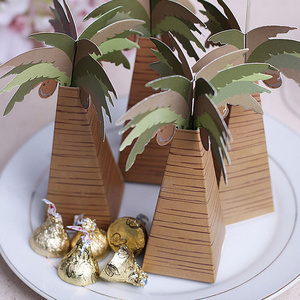 Wholesale Custom Wedding Favors Coconut Tree Candy Boxes Gift Packaging Box Paper Gift Candy Boxes for Hawaii Party