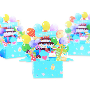 Custom funny pop up surprise gift box happy birthday 3d invitation greeting card