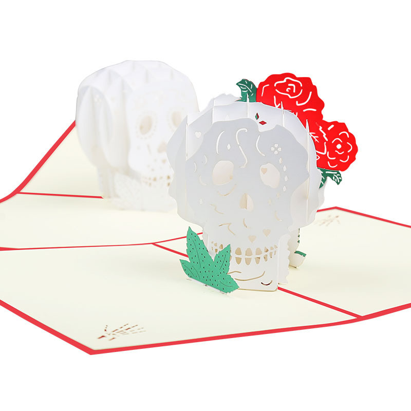 Wholesale  Happy Halloween Unique Thank You Cards Customized Printed Laser Cut Pop Up Greeting Card with Envelope