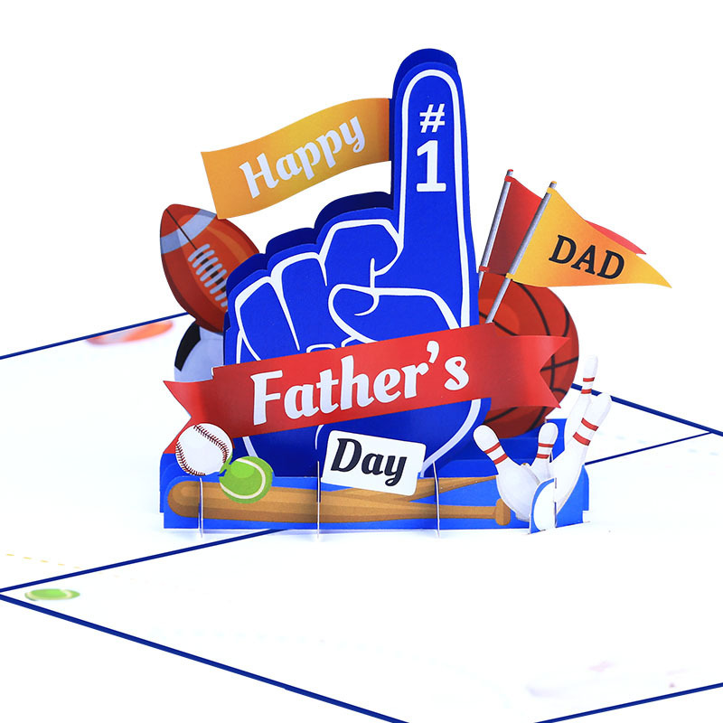 Father's Day  No.1 Pop Up Card High Quality Thank You Get Well Soon Good Luck Handmade Laser Cutting 3D Pop Up Card