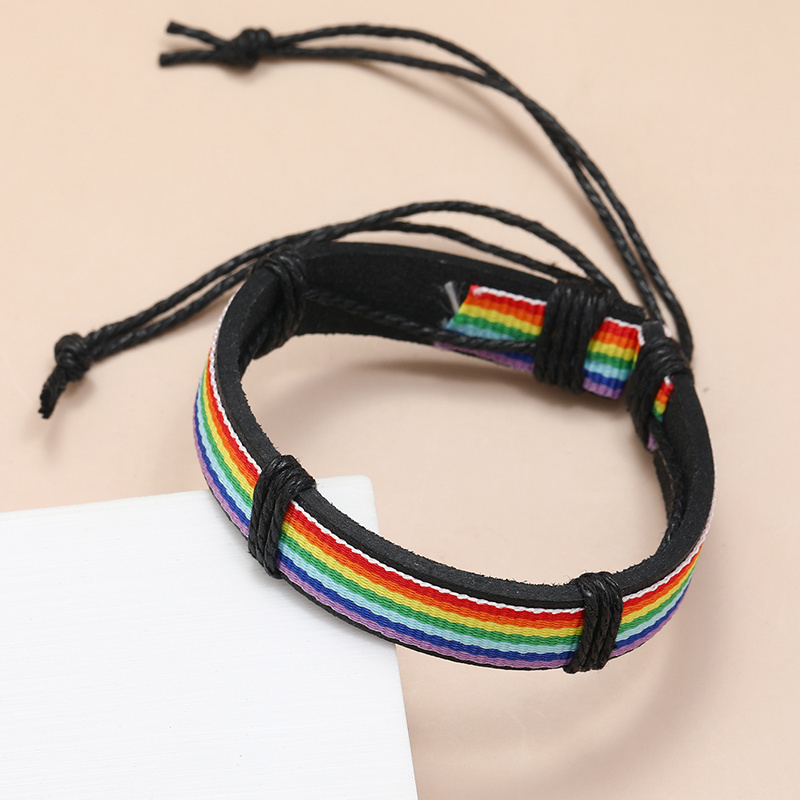 Charm woven bracelet LGBT Pride month jewelry rainbow flag Handmade Braided Cuff Bracelet