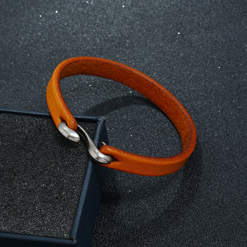 Hot sale vintage Simple Design Mens Genuine Leather Cuff Bracelet punk Leather Wrist Bracelets